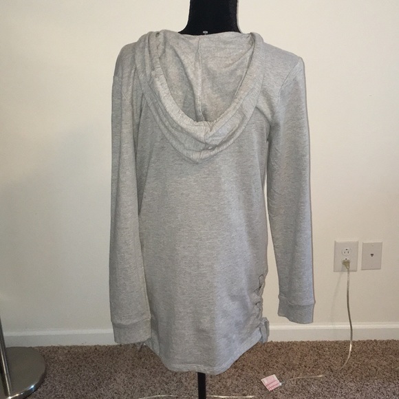 On Fire BLESSED Grey Hoodie Side Tie Sweatshirt - Picture 3 of 9